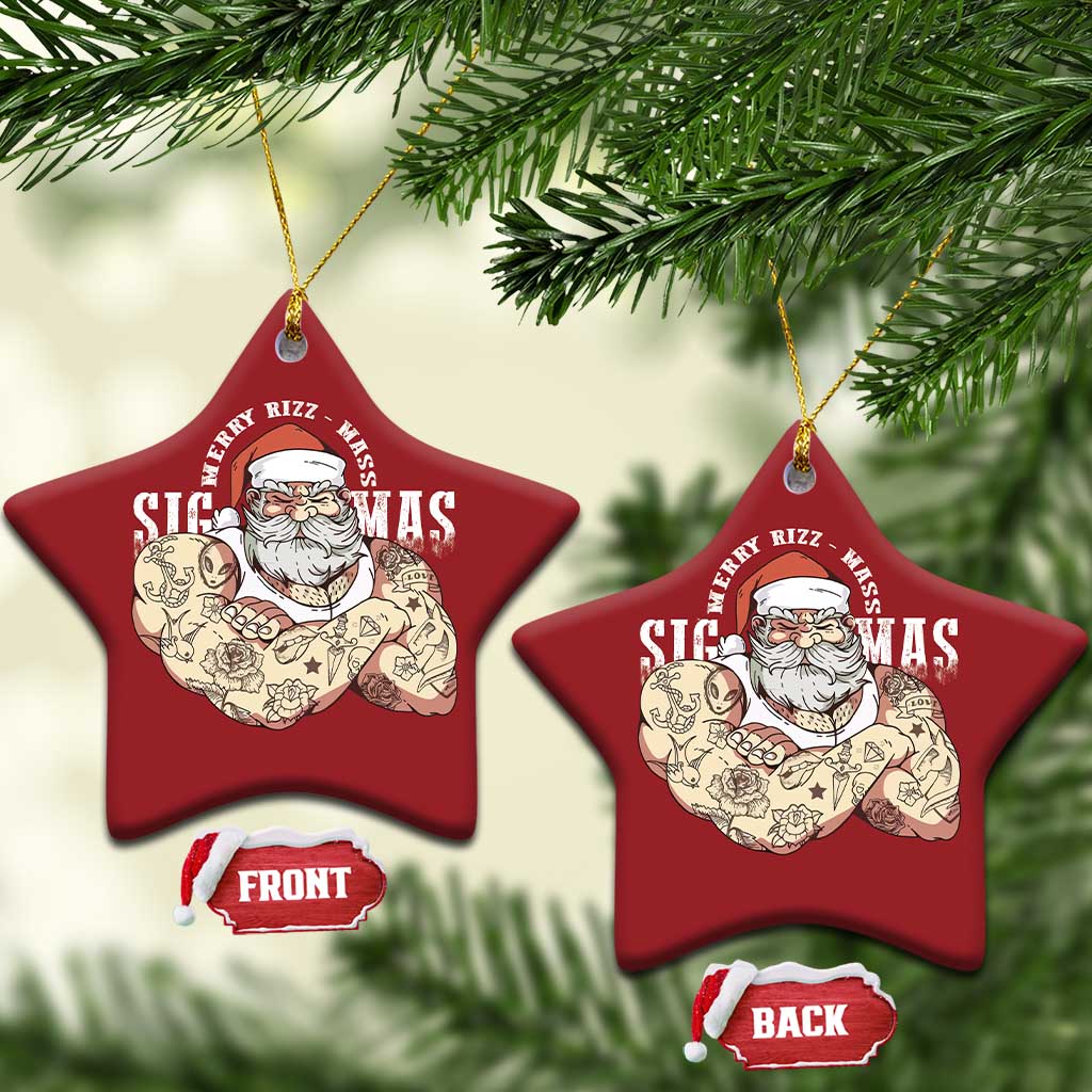 Funny Xmas Santa Christmas Ornament Merry Rizzmas Sigmas Charisma Rizz Santa TS11