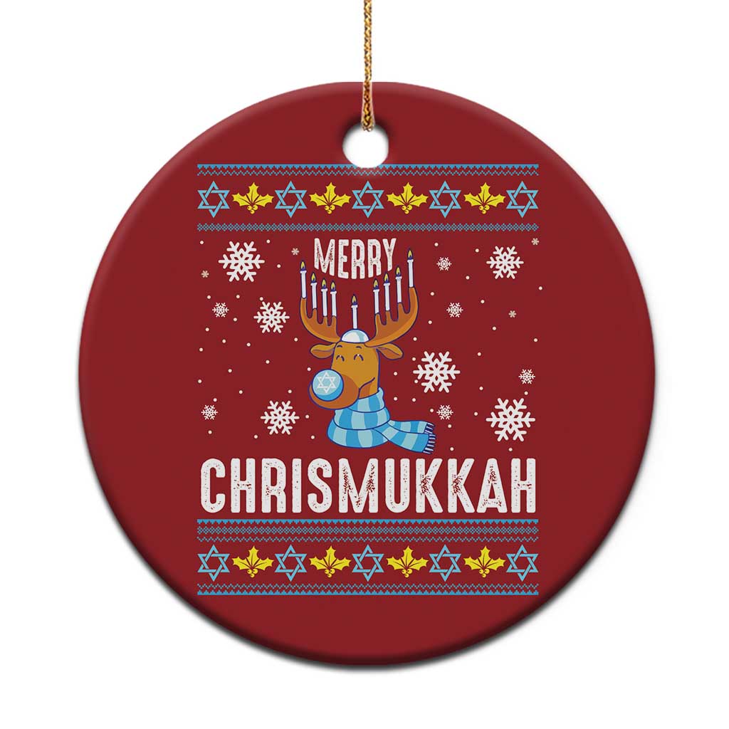 Funny Hanukkah Xmas Christmas Ornament Merry Chrismukkah Reindeer David Stars Menorah TS11