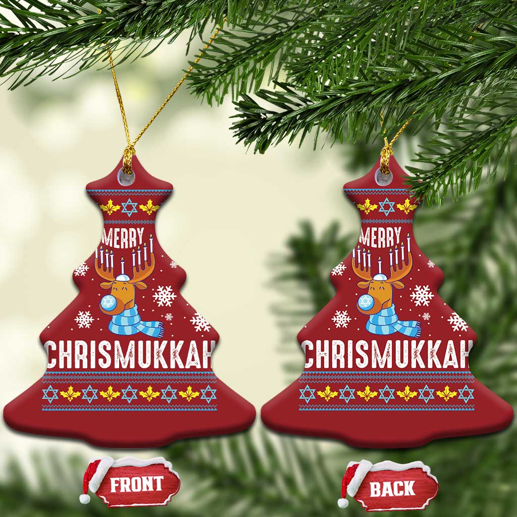 Funny Hanukkah Xmas Christmas Ornament Merry Chrismukkah Reindeer David Stars Menorah TS11