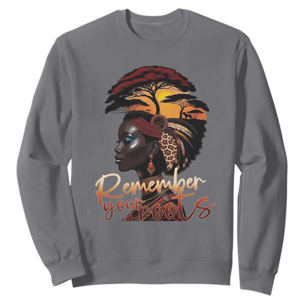 Black History Month Sweatshirt Remember Your Roots African Safari Afro Woman TS11