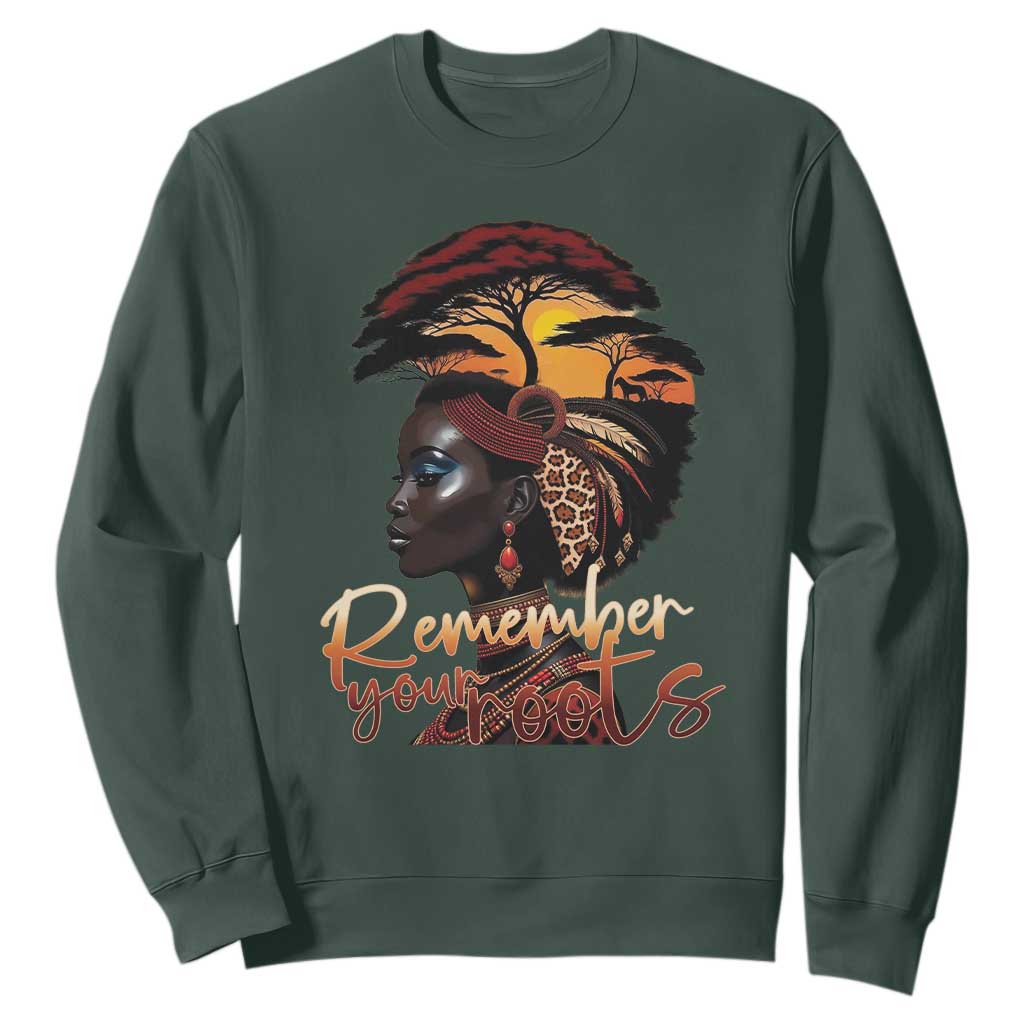 Black History Month Sweatshirt Remember Your Roots African Safari Afro Woman TS11