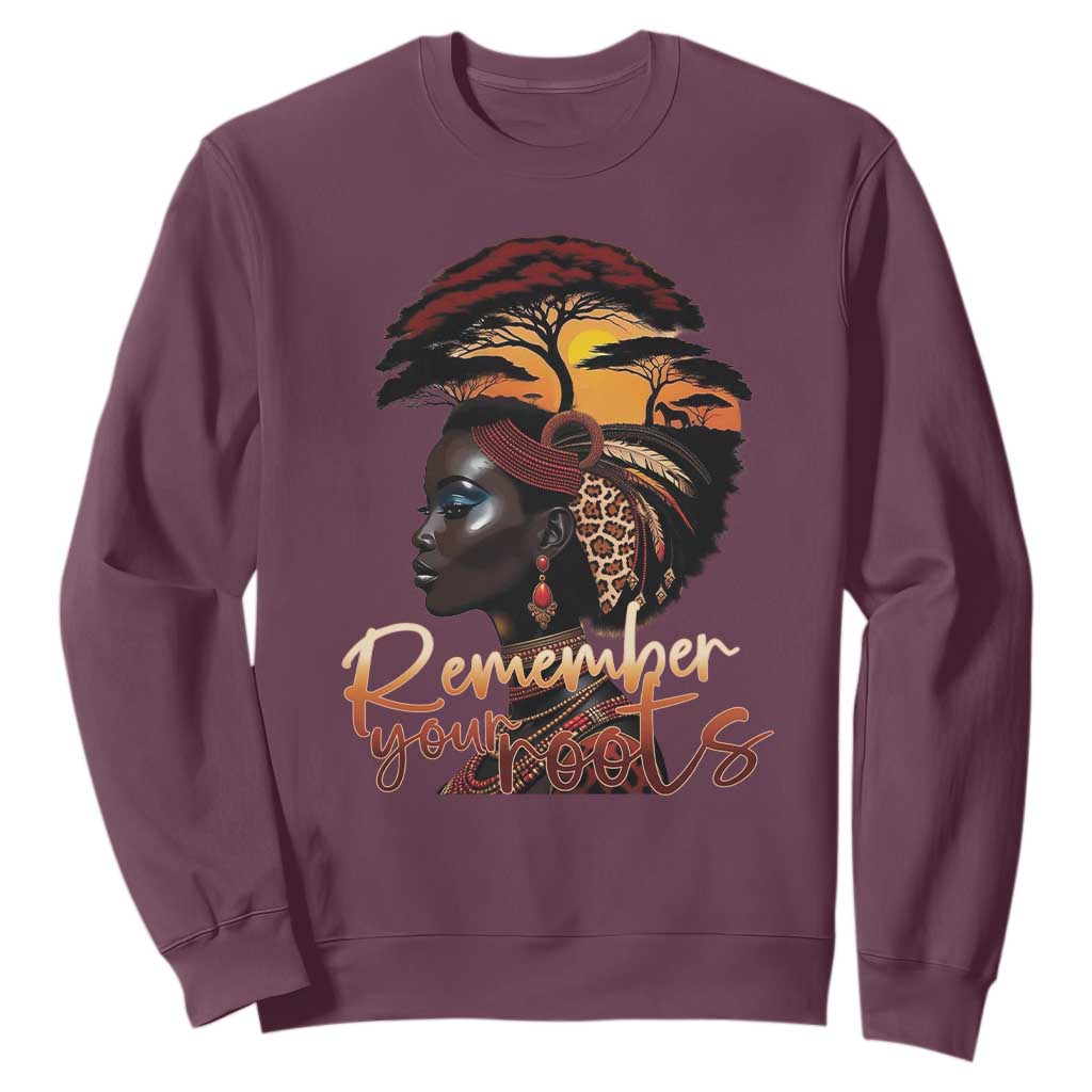 Black History Month Sweatshirt Remember Your Roots African Safari Afro Woman TS11