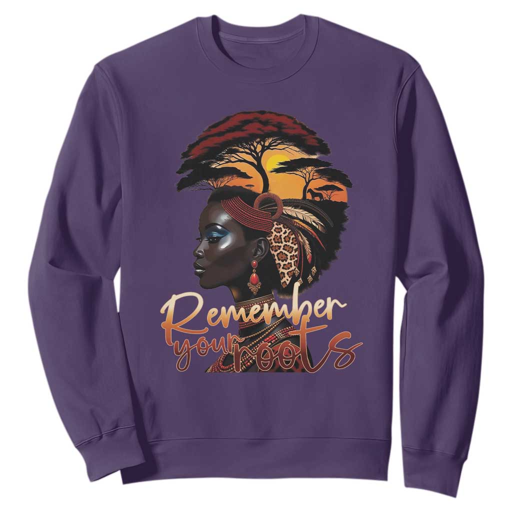 Black History Month Sweatshirt Remember Your Roots African Safari Afro Woman TS11