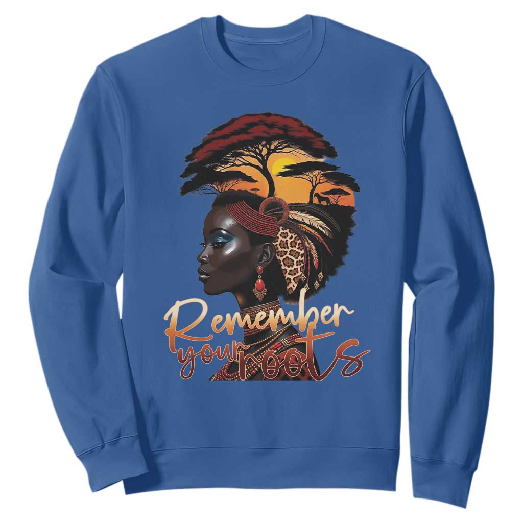 Black History Month Sweatshirt Remember Your Roots African Safari Afro Woman TS11
