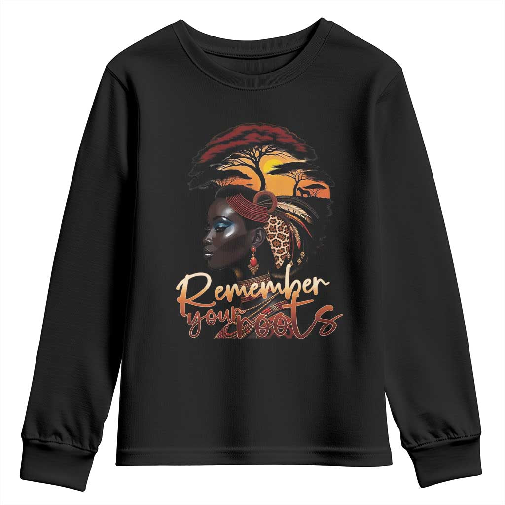 Black History Month Youth Sweatshirt Remember Your Roots African Safari Afro Woman TS11
