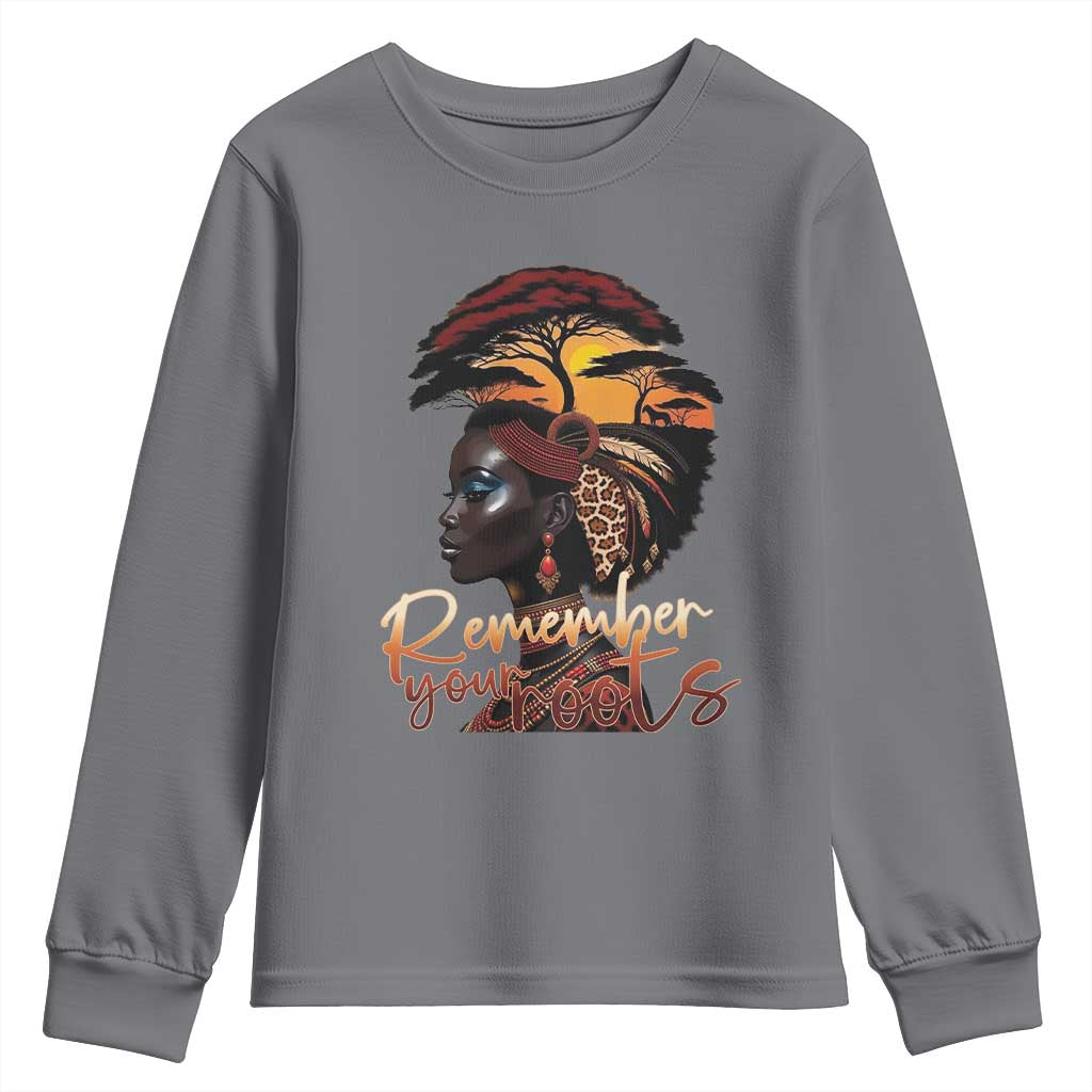 Black History Month Youth Sweatshirt Remember Your Roots African Safari Afro Woman TS11