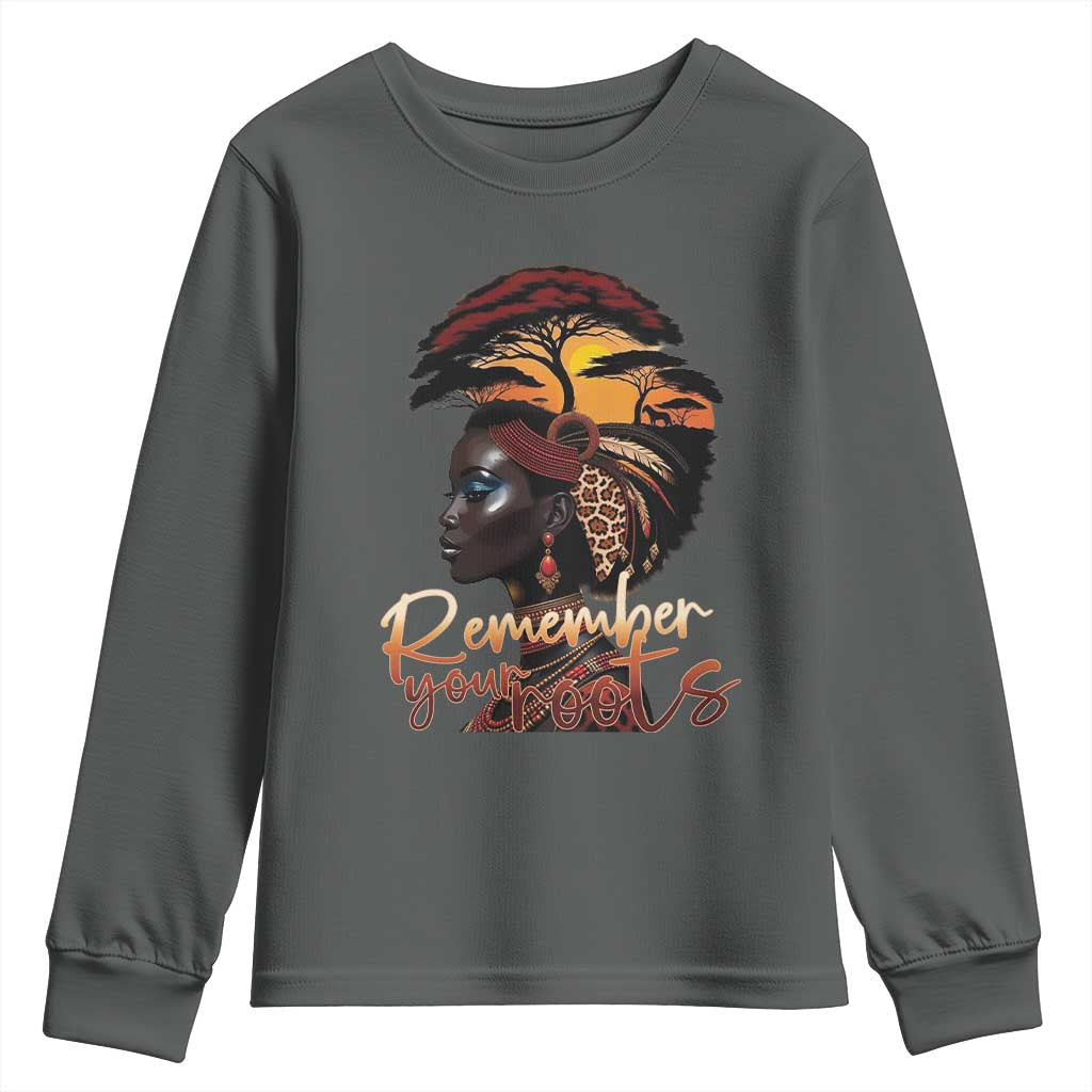 Black History Month Youth Sweatshirt Remember Your Roots African Safari Afro Woman TS11