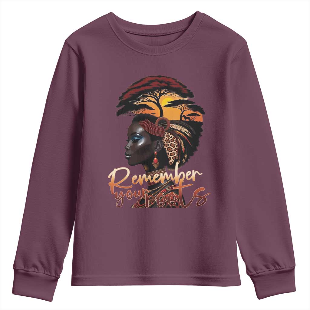 Black History Month Youth Sweatshirt Remember Your Roots African Safari Afro Woman TS11