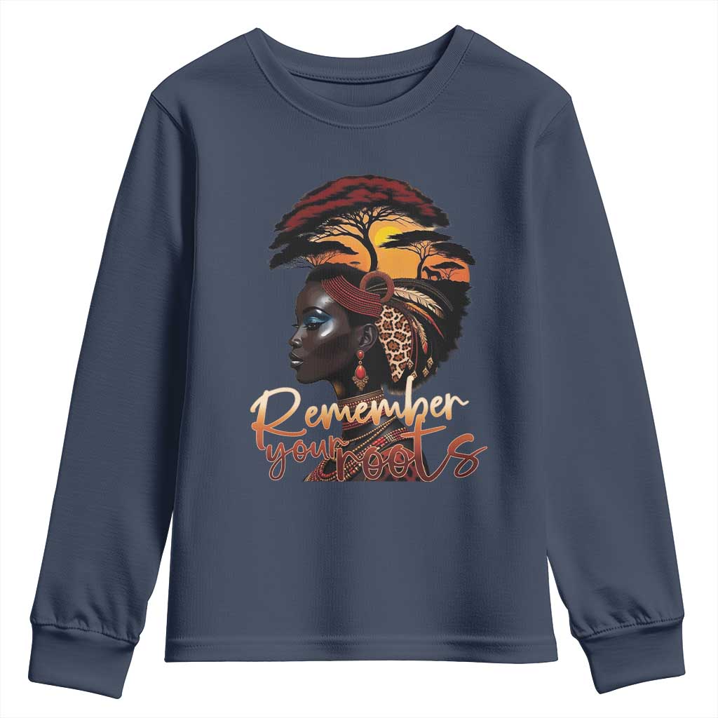 Black History Month Youth Sweatshirt Remember Your Roots African Safari Afro Woman TS11