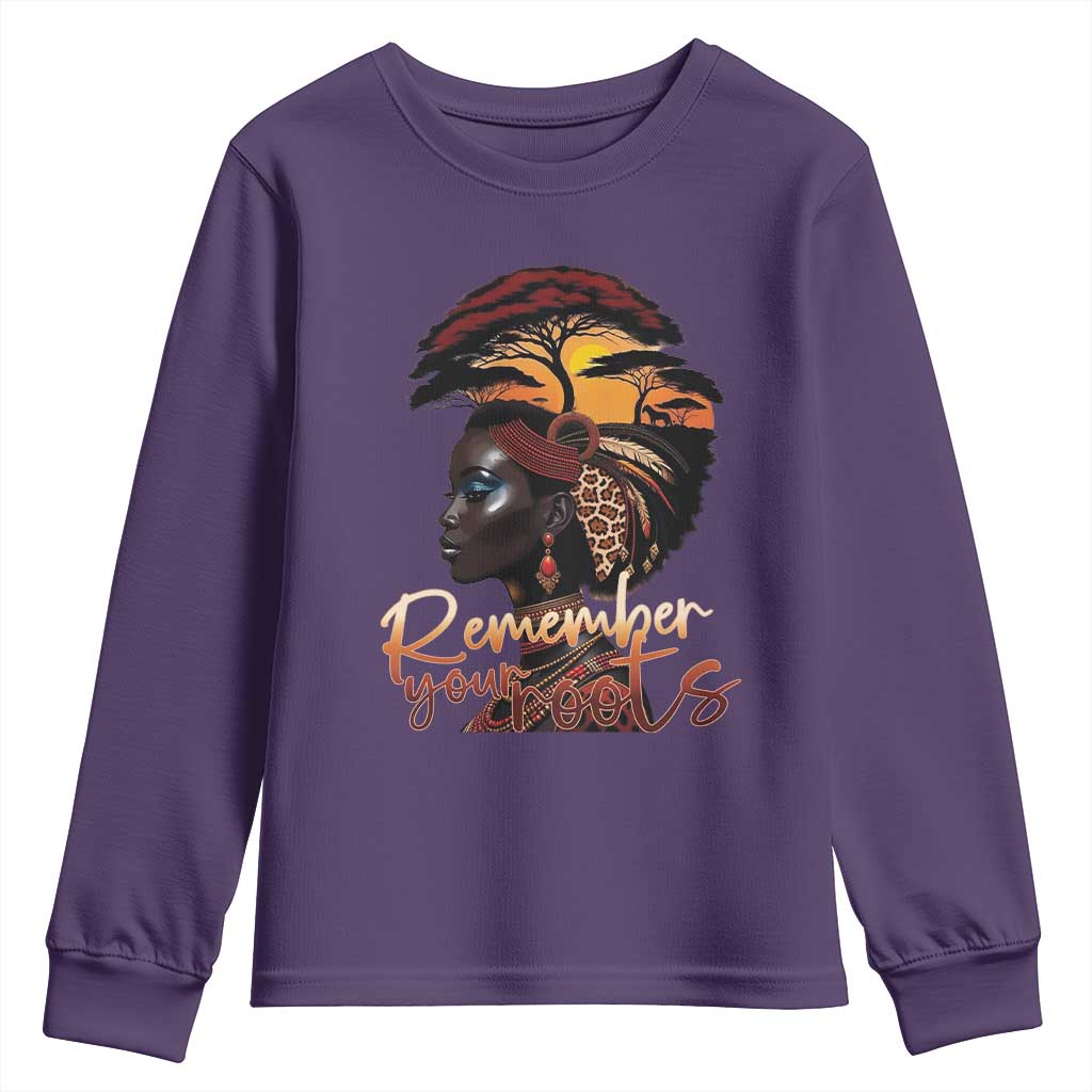 Black History Month Youth Sweatshirt Remember Your Roots African Safari Afro Woman TS11