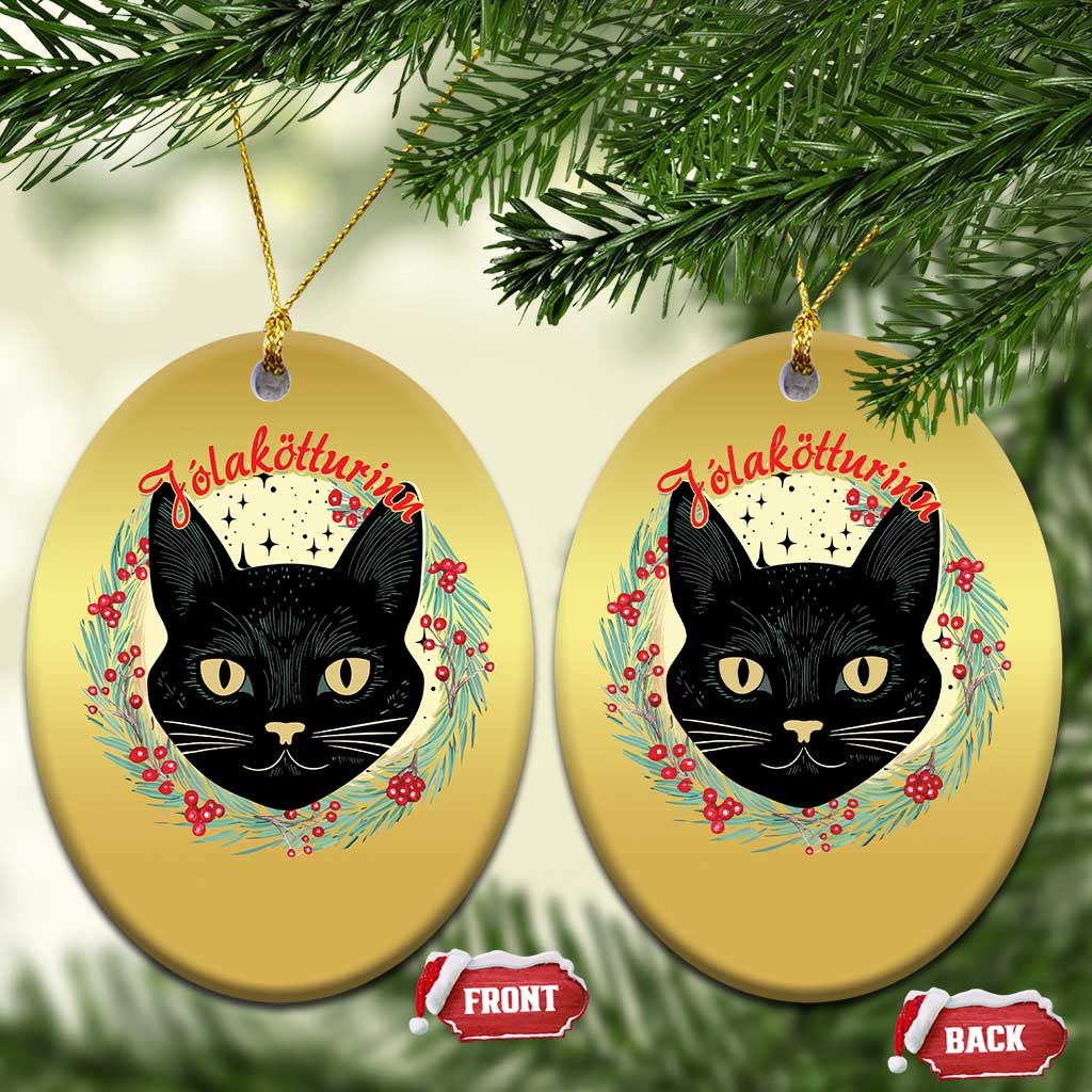 Funny Yule Cat Christmas Ornament Jólakötturinn Yule Xmas Black Cat TS11