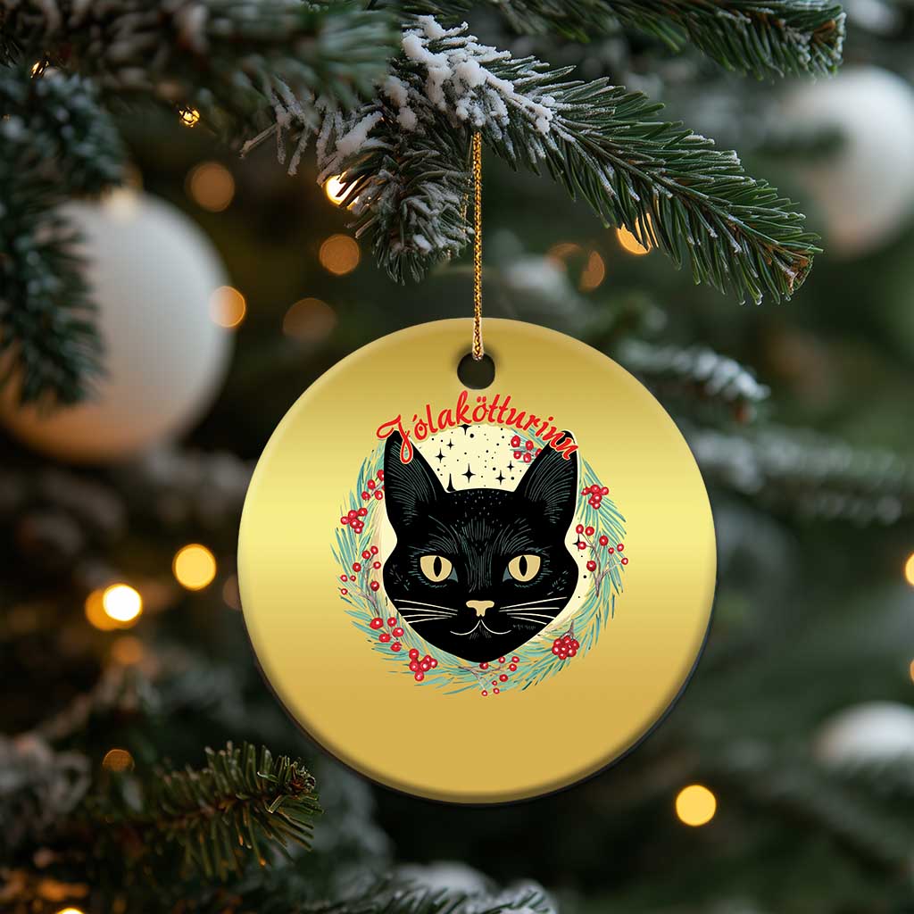 Funny Yule Cat Christmas Ornament Jólakötturinn Yule Xmas Black Cat TS11