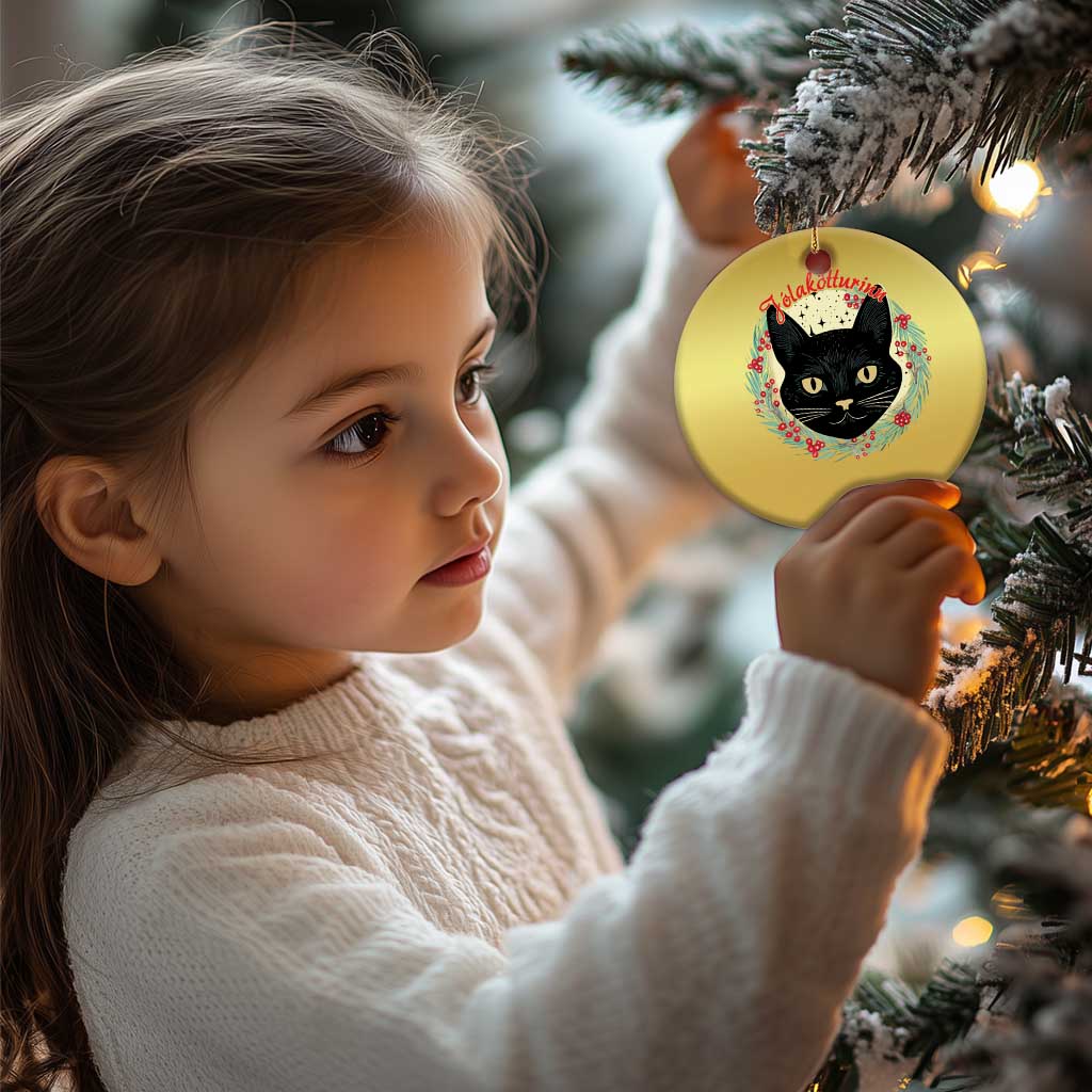 Funny Yule Cat Christmas Ornament Jólakötturinn Yule Xmas Black Cat TS11