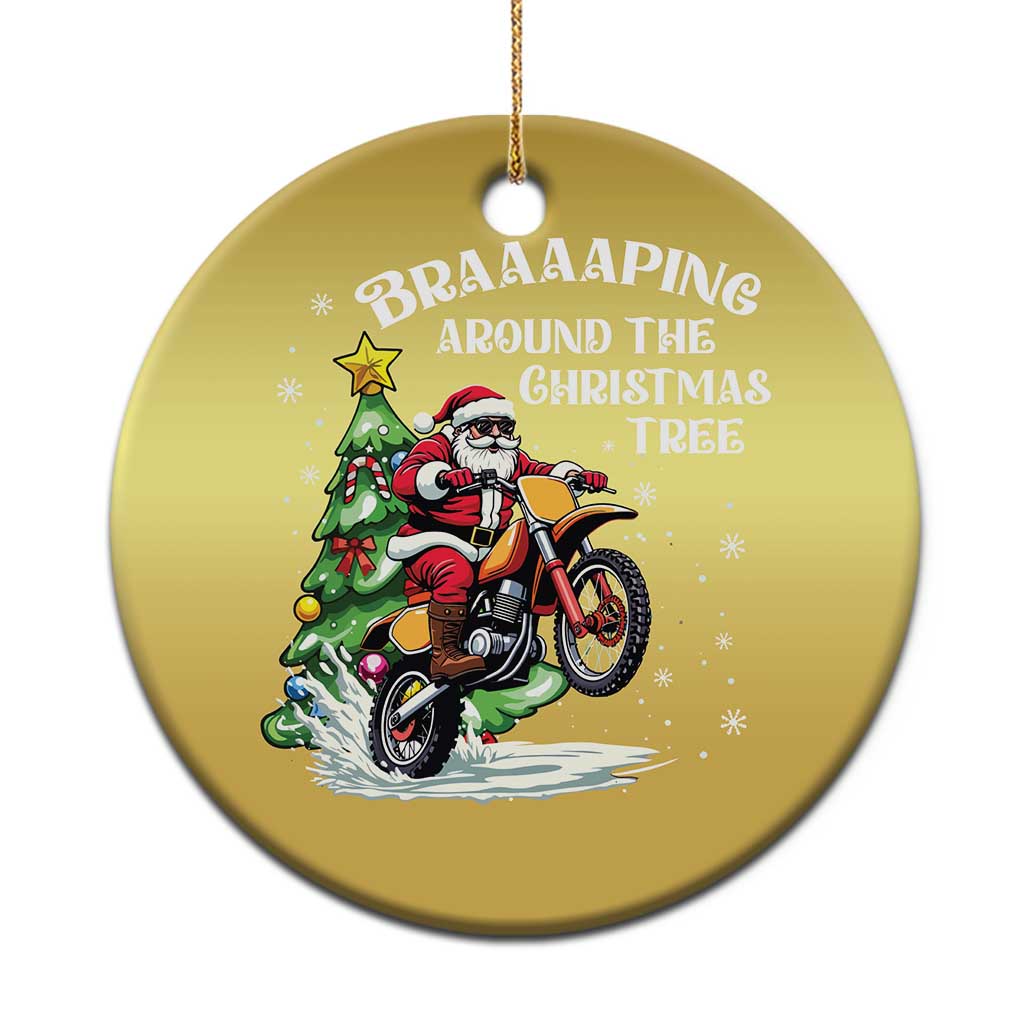 Funny Xmas Biker Christmas Ornament Braaaaping Around The Christmas Tree Dirt Bike Santa TS11