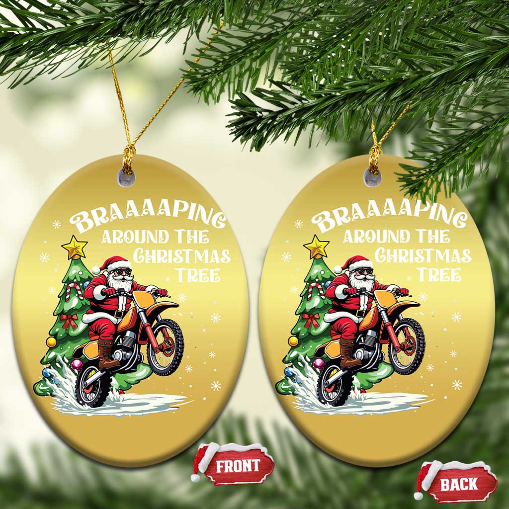 Funny Xmas Biker Christmas Ornament Braaaaping Around The Christmas Tree Dirt Bike Santa TS11