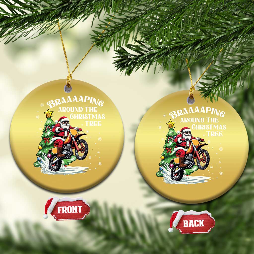 Funny Xmas Biker Christmas Ornament Braaaaping Around The Christmas Tree Dirt Bike Santa TS11