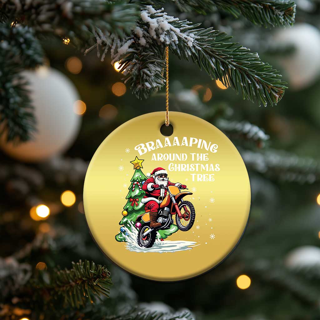Funny Xmas Biker Christmas Ornament Braaaaping Around The Christmas Tree Dirt Bike Santa TS11