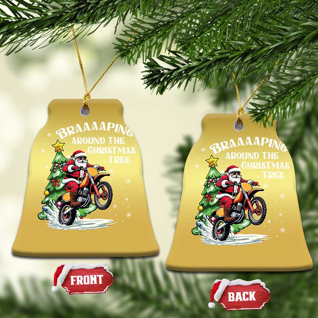 Funny Xmas Biker Christmas Ornament Braaaaping Around The Christmas Tree Dirt Bike Santa TS11