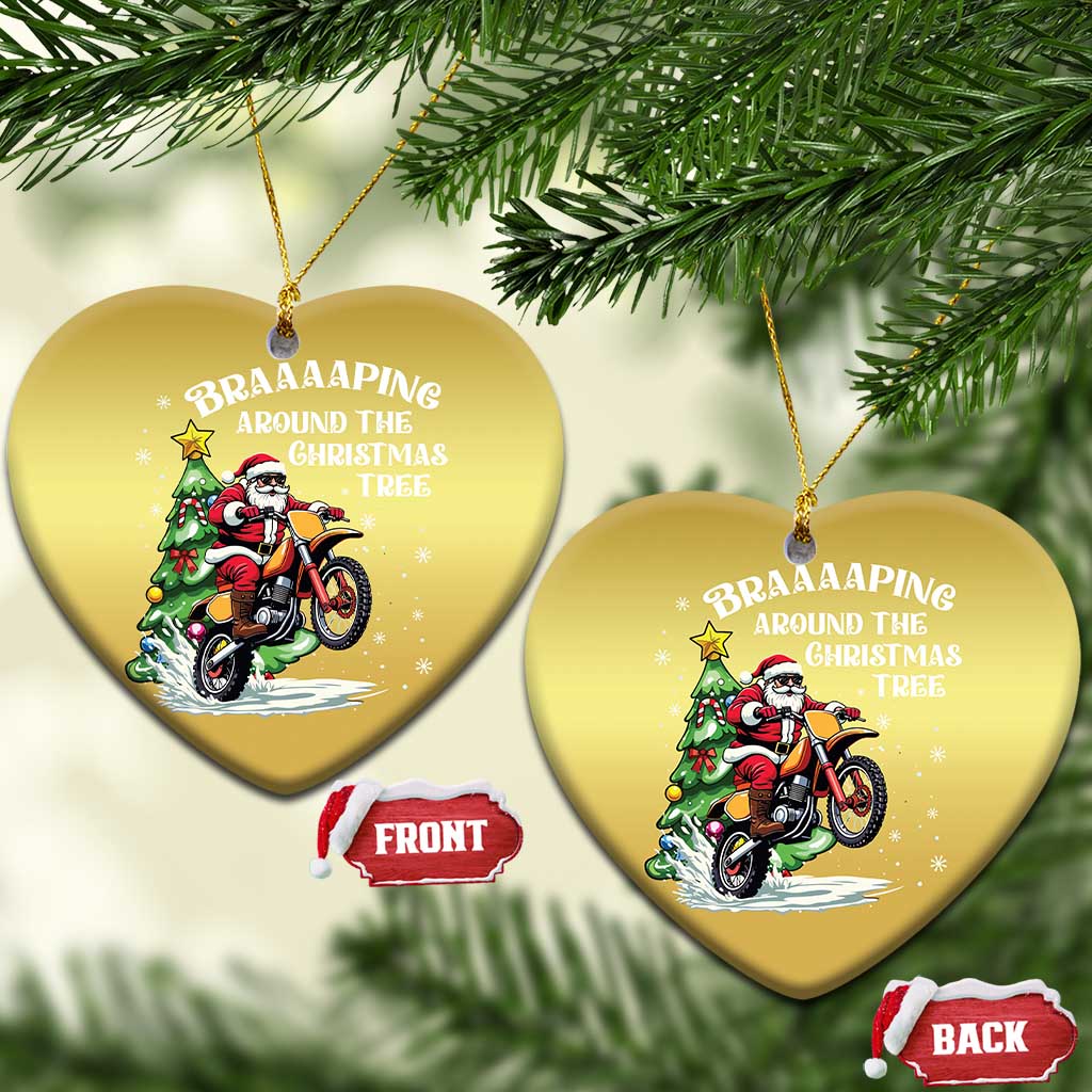 Funny Xmas Biker Christmas Ornament Braaaaping Around The Christmas Tree Dirt Bike Santa TS11