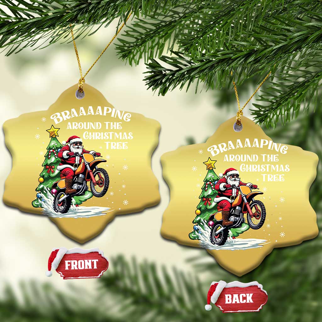 Funny Xmas Biker Christmas Ornament Braaaaping Around The Christmas Tree Dirt Bike Santa TS11