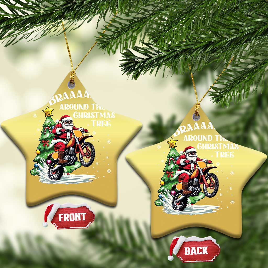 Funny Xmas Biker Christmas Ornament Braaaaping Around The Christmas Tree Dirt Bike Santa TS11