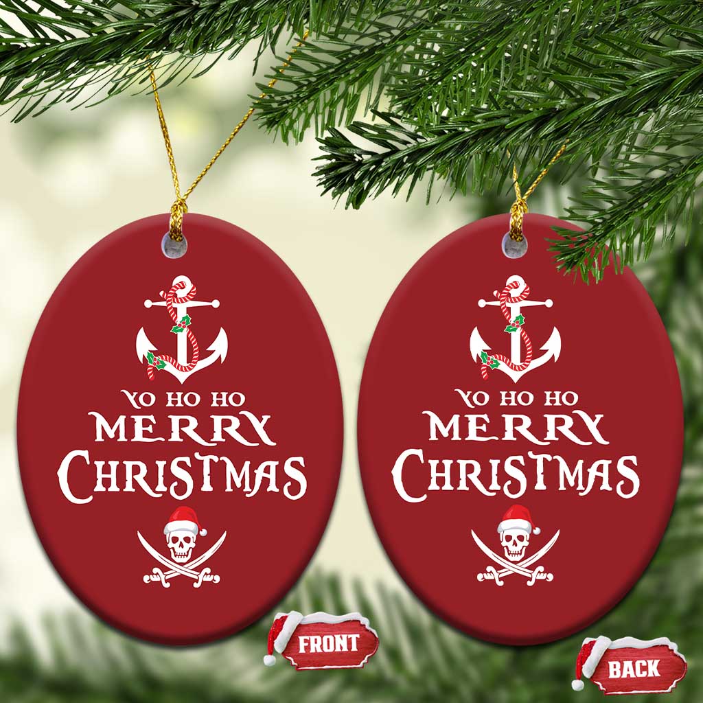 Funny Xmas Pirate Christmas Ornament Yo Ho Ho Merry Xmas Anchor Santa Skull TS11