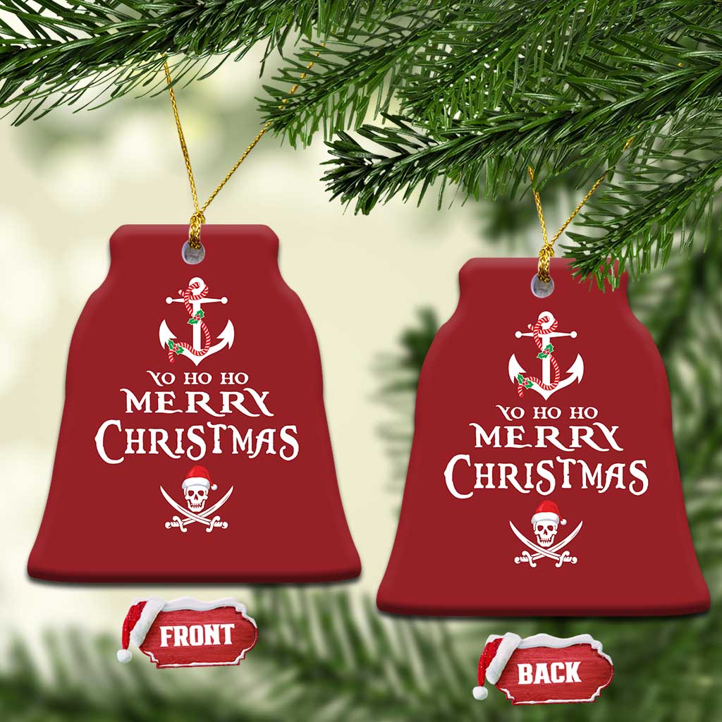 Funny Xmas Pirate Christmas Ornament Yo Ho Ho Merry Xmas Anchor Santa Skull TS11