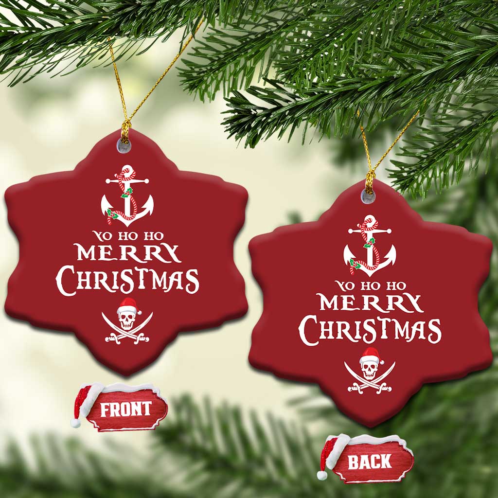 Funny Xmas Pirate Christmas Ornament Yo Ho Ho Merry Xmas Anchor Santa Skull TS11