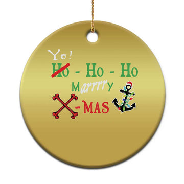 Funny Xmas Pirate Christmas Ornament Yo Ho Ho Marrrrry X-Mas Anchor Santa Hat TS11