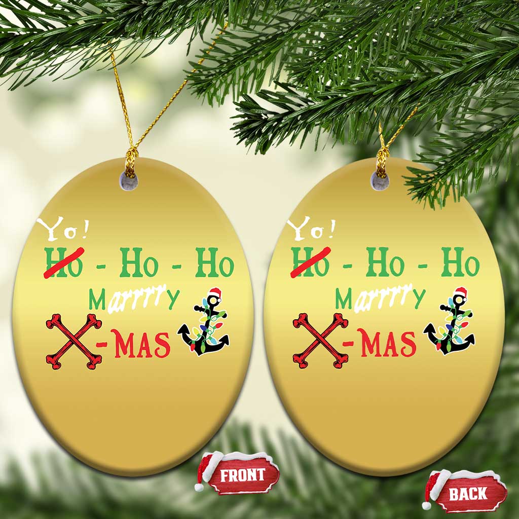 Funny Xmas Pirate Christmas Ornament Yo Ho Ho Marrrrry X-Mas Anchor Santa Hat TS11