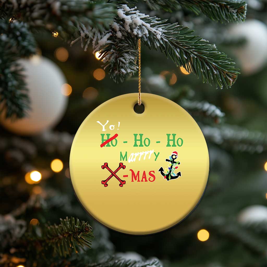Funny Xmas Pirate Christmas Ornament Yo Ho Ho Marrrrry X-Mas Anchor Santa Hat TS11