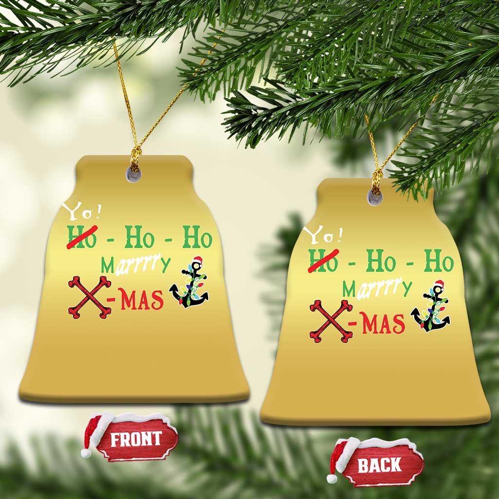 Funny Xmas Pirate Christmas Ornament Yo Ho Ho Marrrrry X-Mas Anchor Santa Hat TS11