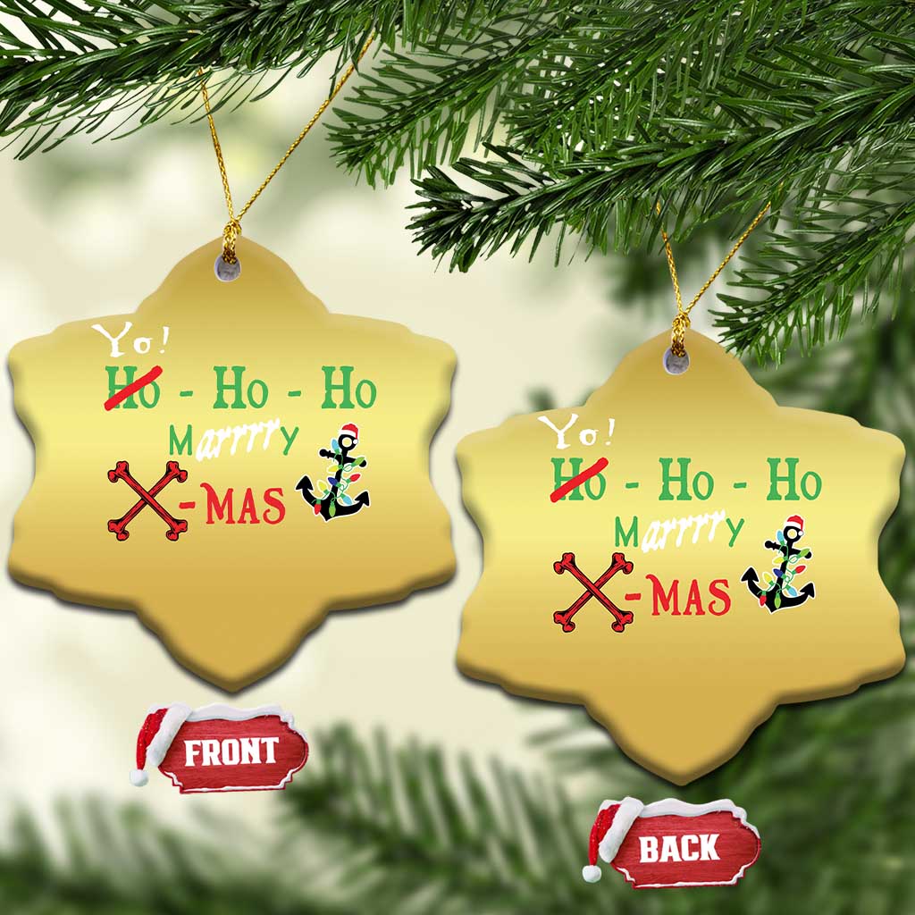 Funny Xmas Pirate Christmas Ornament Yo Ho Ho Marrrrry X-Mas Anchor Santa Hat TS11