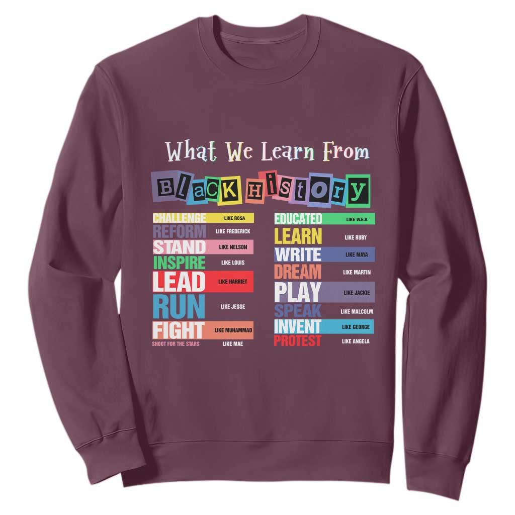 What We Learn From Black History Sweatshirt Black Leaders African American Pride TS11