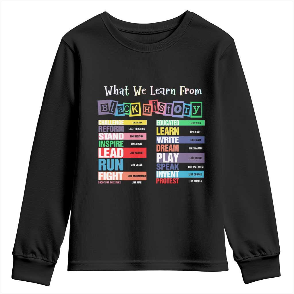 What We Learn From Black History Youth Sweatshirt Black Leaders African American Pride TS11