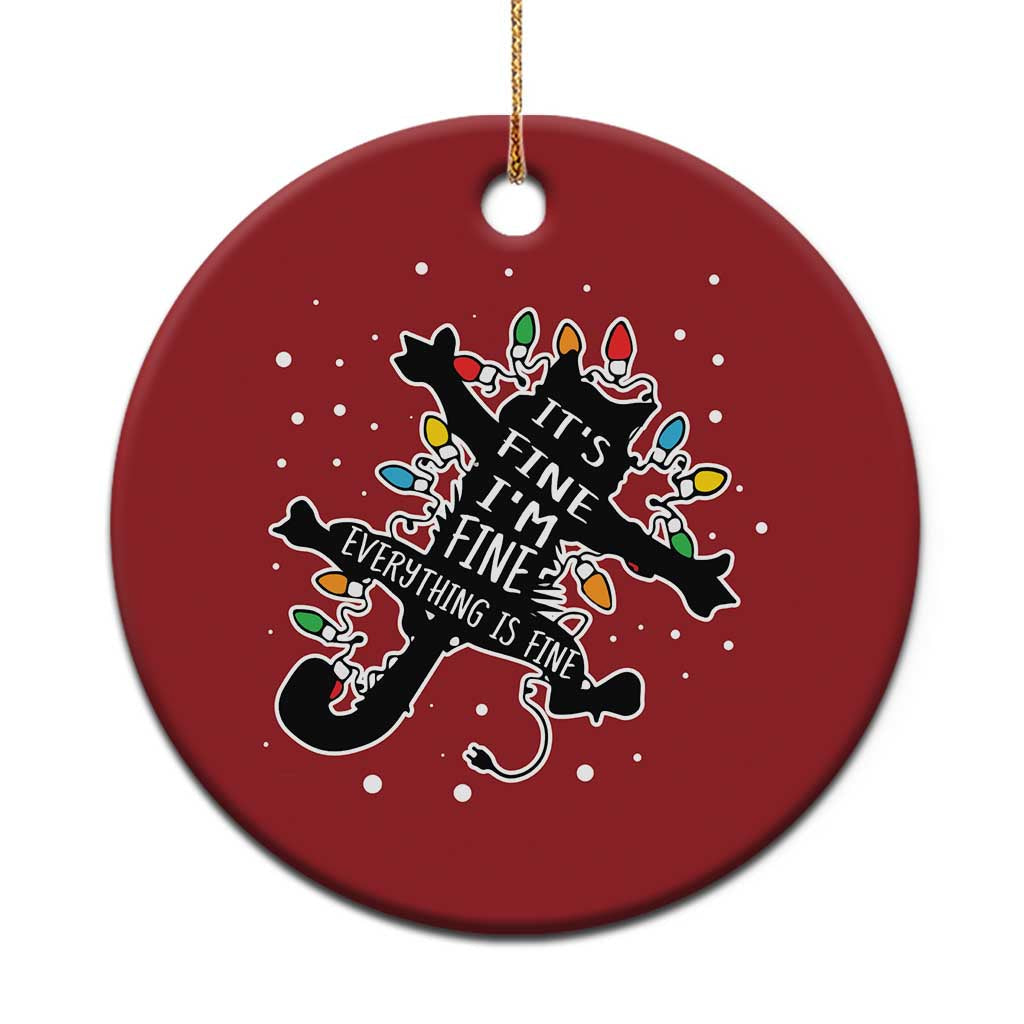 Funny Xmas It's Fine I'm Fine Everything Is Fine Christmas Ornament Black Cat TS11