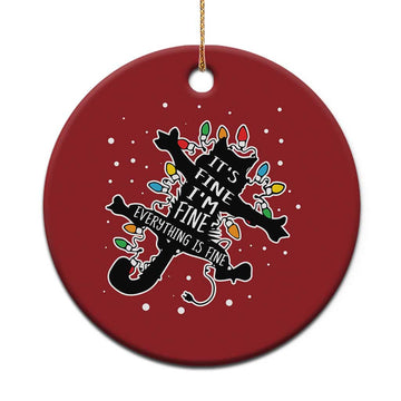 Funny Xmas It's Fine I'm Fine Everything Is Fine Christmas Ornament Black Cat TS11