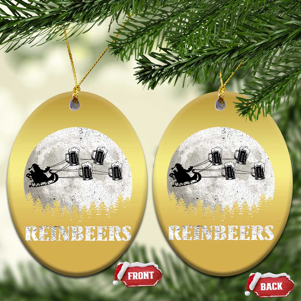 Funny Xmas Beers Christmas Ornament Reinbeers Santa Sleigh Moon TS11