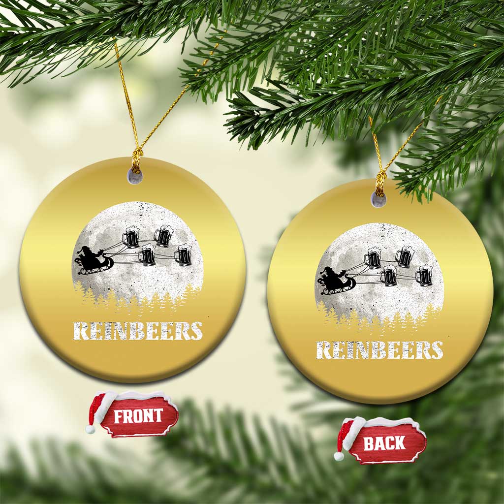 Funny Xmas Beers Christmas Ornament Reinbeers Santa Sleigh Moon TS11