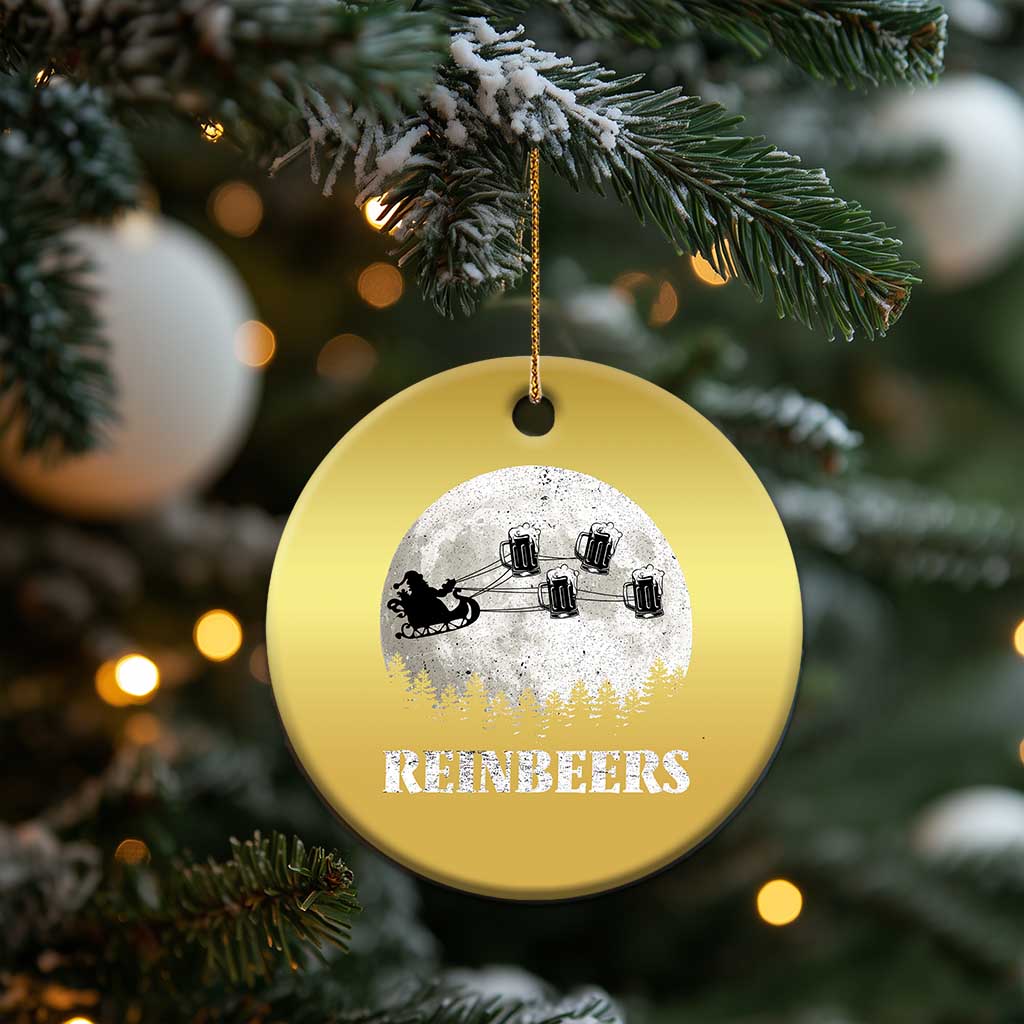 Funny Xmas Beers Christmas Ornament Reinbeers Santa Sleigh Moon TS11