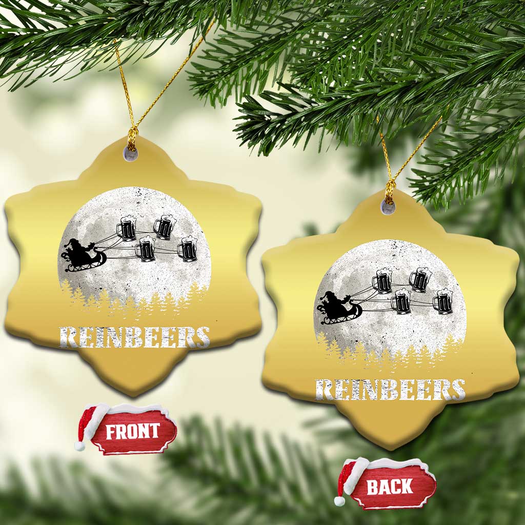 Funny Xmas Beers Christmas Ornament Reinbeers Santa Sleigh Moon TS11