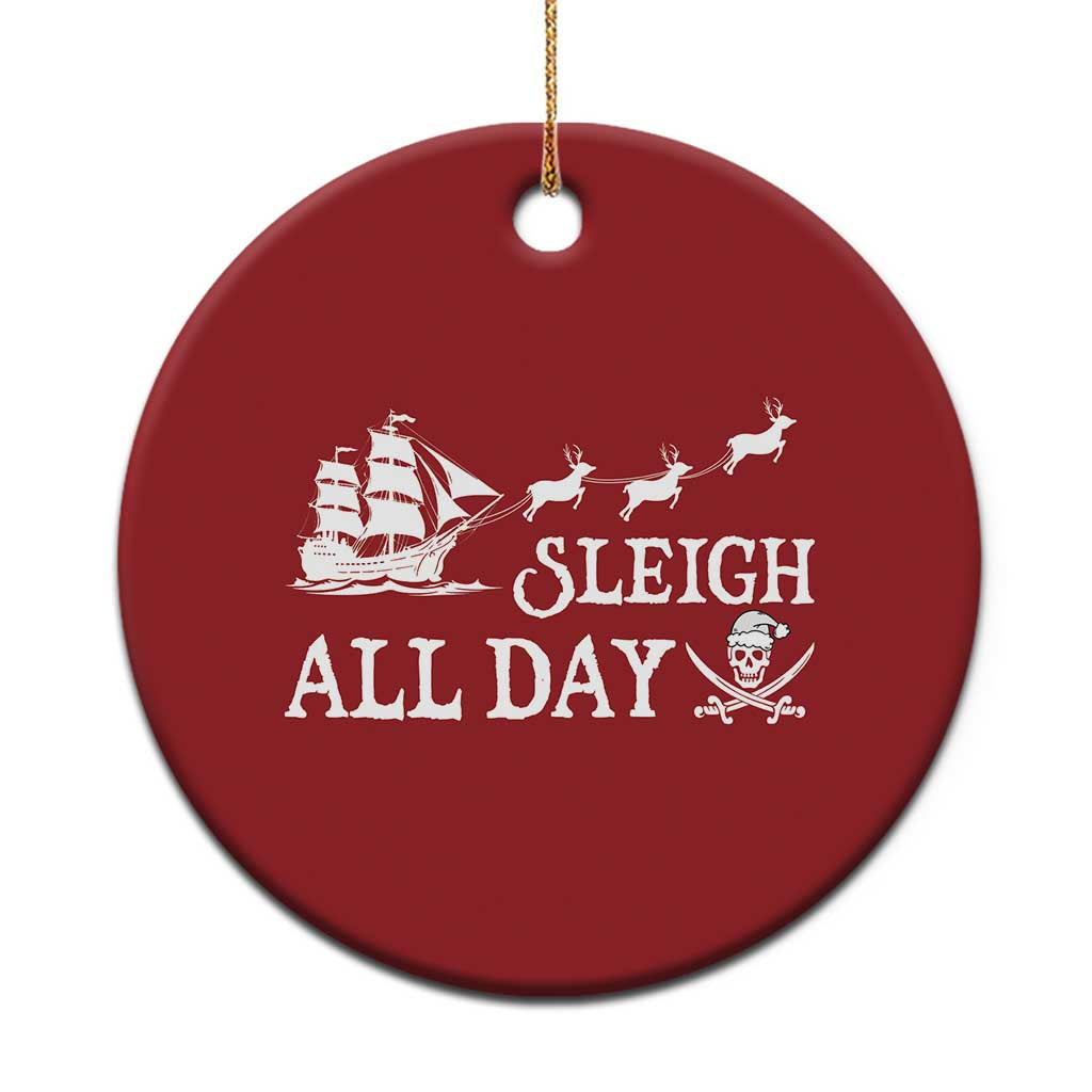 Funny Xmas Pirate Christmas Ornament Sleigh All Day Pirate Skull Ship TS11