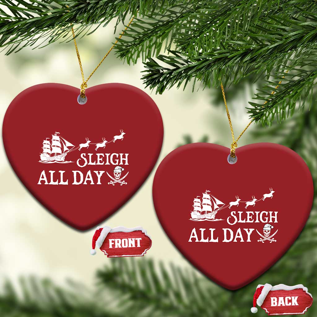 Funny Xmas Pirate Christmas Ornament Sleigh All Day Pirate Skull Ship TS11