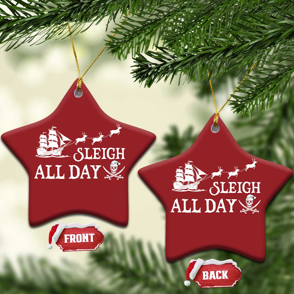 Funny Xmas Pirate Christmas Ornament Sleigh All Day Pirate Skull Ship TS11