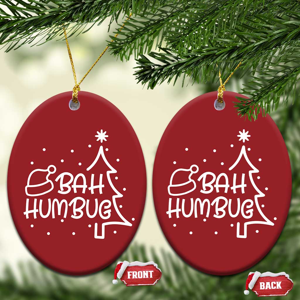 Funny Bah Humbug Xmas Christmas Ornament Santa Hat Xmas Tree TS11