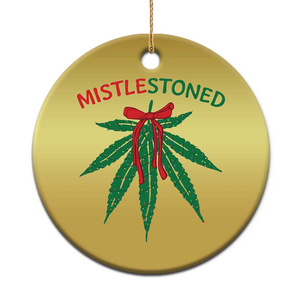 Funny Weed Xmas Christmas Ornament Mistlestoned Mistletoe Led Lights TS11