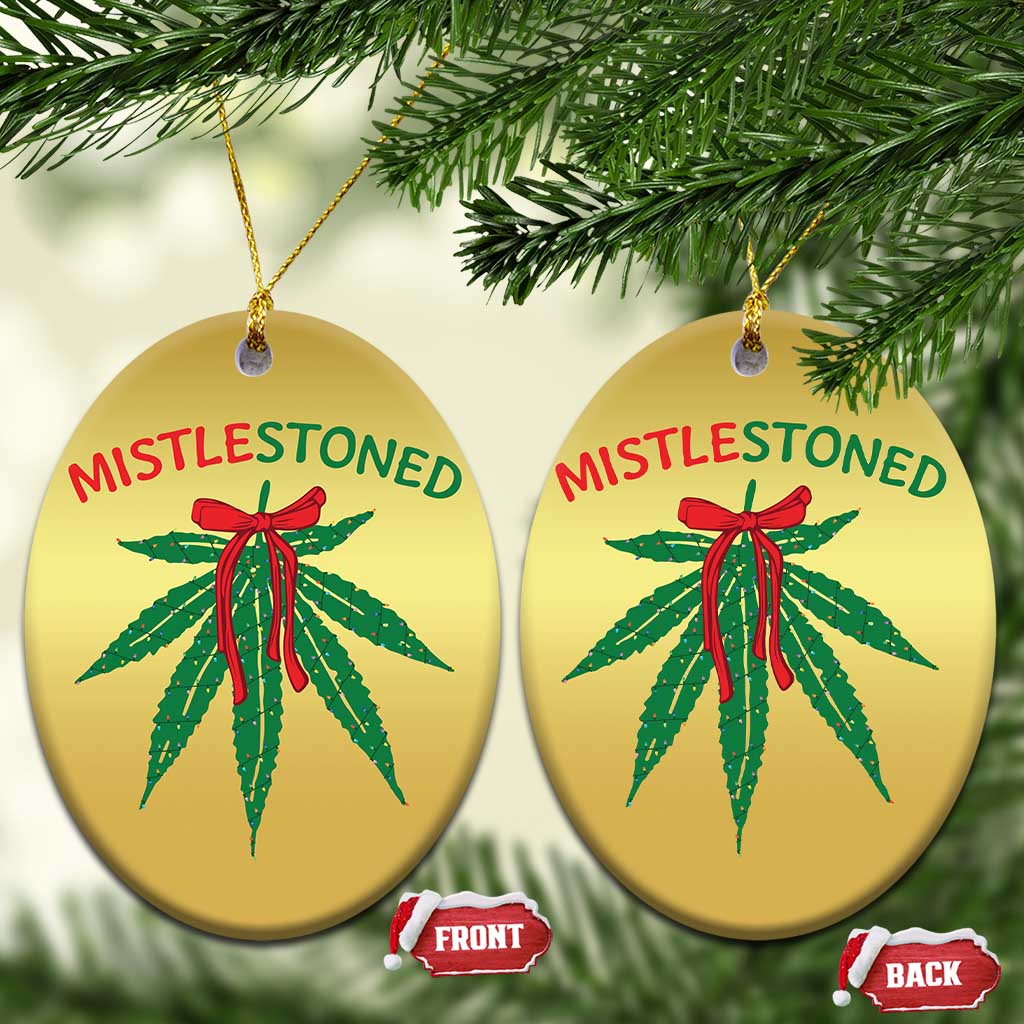 Funny Weed Xmas Christmas Ornament Mistlestoned Mistletoe Led Lights TS11