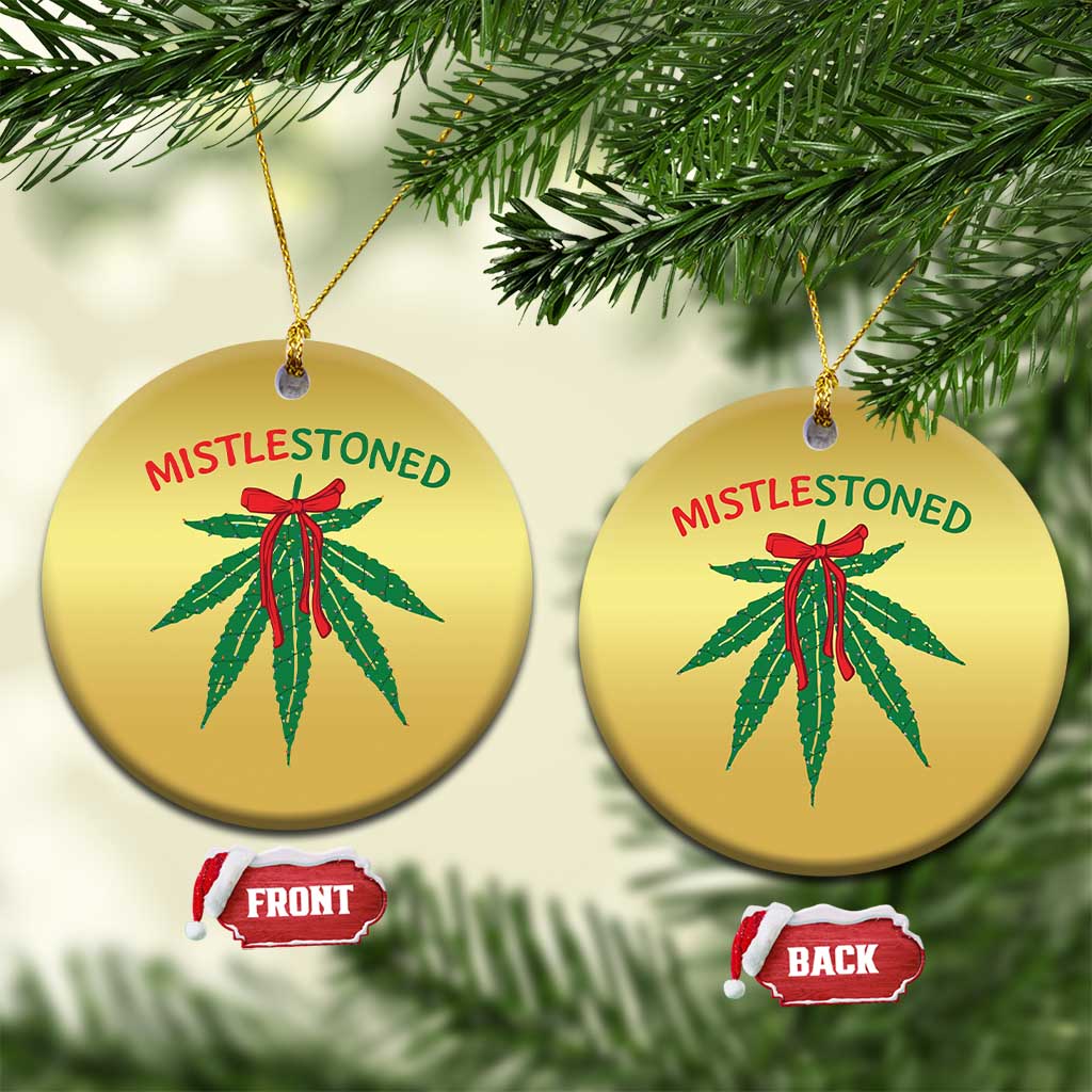 Funny Weed Xmas Christmas Ornament Mistlestoned Mistletoe Led Lights TS11