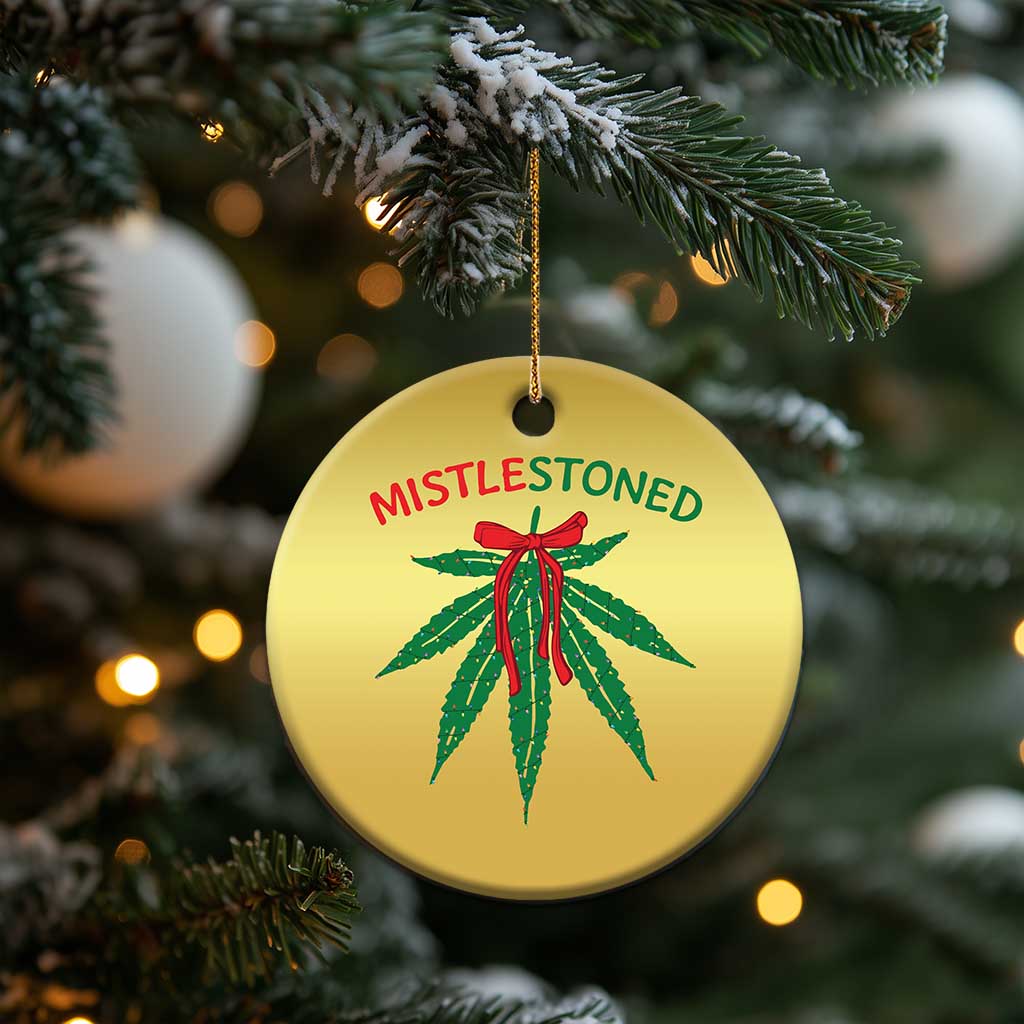 Funny Weed Xmas Christmas Ornament Mistlestoned Mistletoe Led Lights TS11