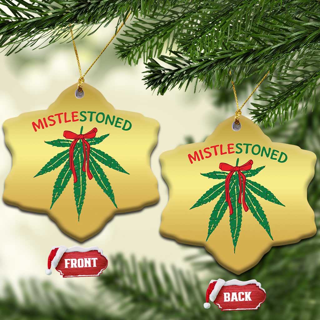 Funny Weed Xmas Christmas Ornament Mistlestoned Mistletoe Led Lights TS11
